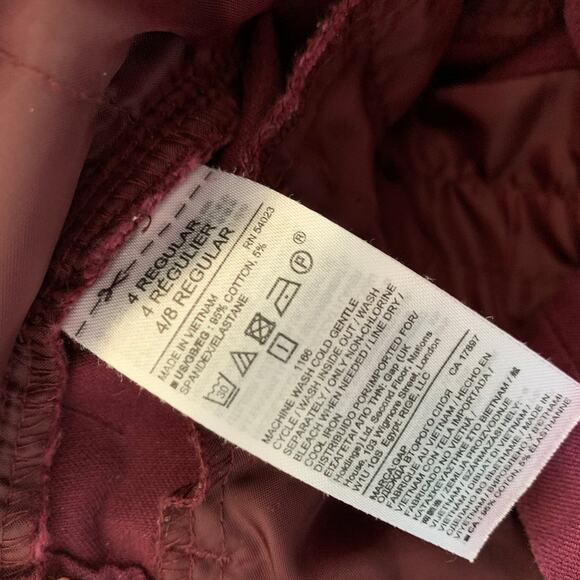 GAP Slim City Crop Burgundy Pants Size 4R - Picture 8 of 8